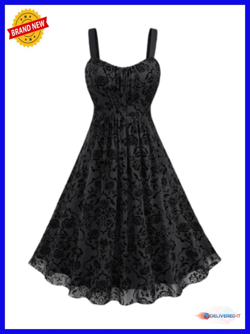 Plus Size Gothic Backless Mesh A-Line Midi Dress